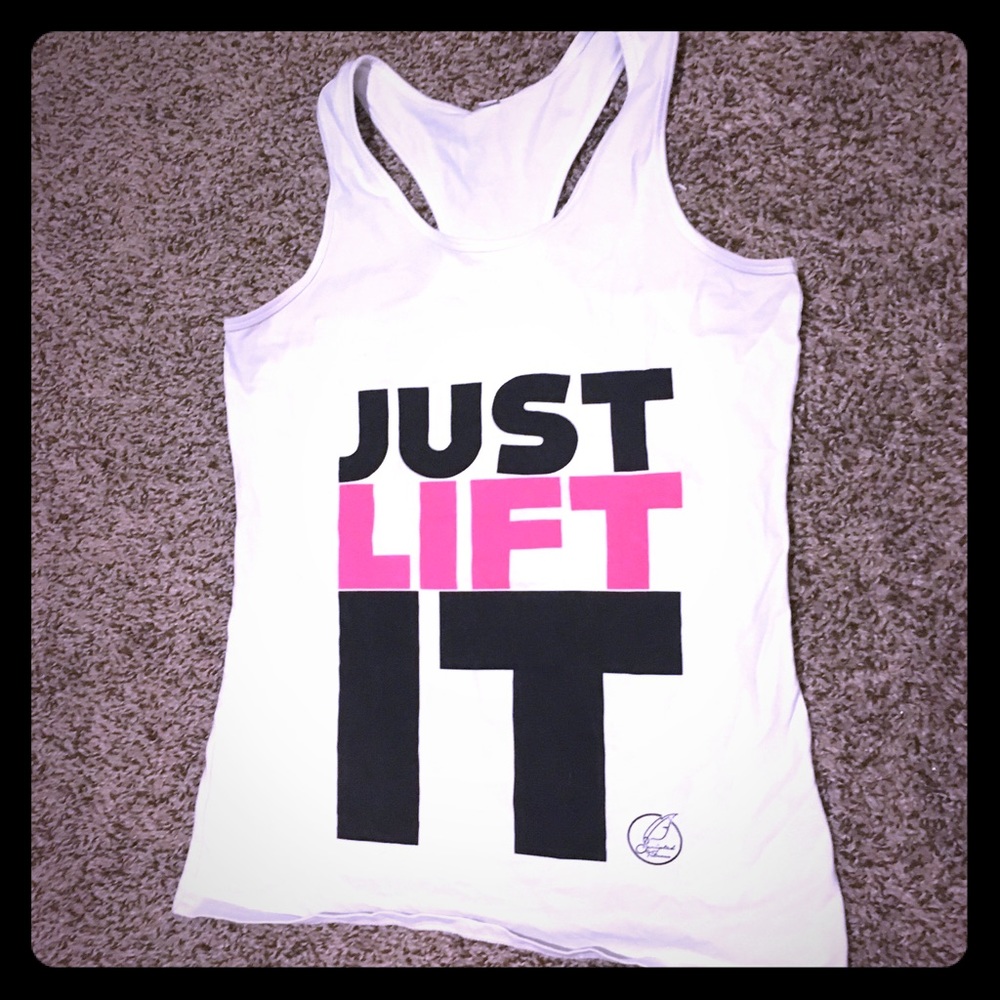 White dry-fit workout tank. small